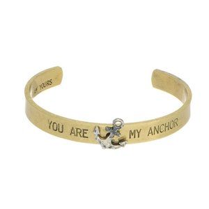 Goldtone You Are My Anchor Cuff Bracelet